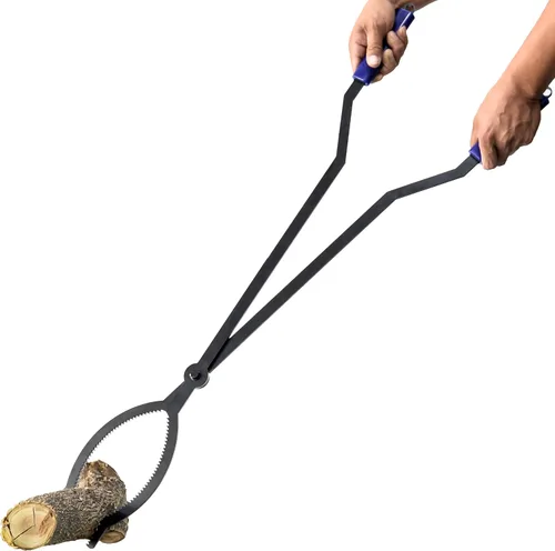 Pinzas de fuego de 40 pulgadas de alta resistencia, herramienta de agarre de leña con forma de tijera serrada, pinzas con forma de garra de tronco