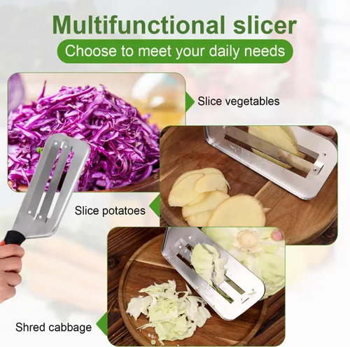 Miniatura 5 de Cortador de juliana de doble hoja, trituradora de repollo de acero inoxidable para ensalada de col y chucrut profesional cortador de verduras