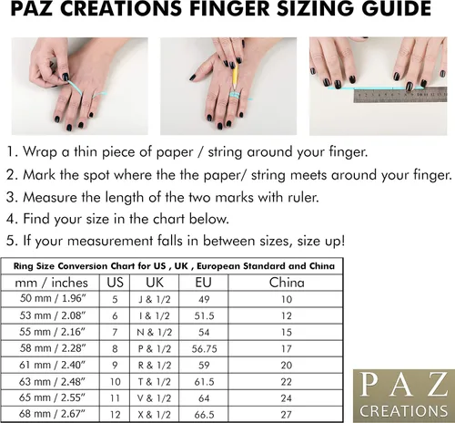 Miniatura 6 de Paz Creations Ring For Women - 925 Sterling Silver Vintage Rings For Woman - Handcrafted Rose Flower Design With Gemstones - Jewelry with One Year
