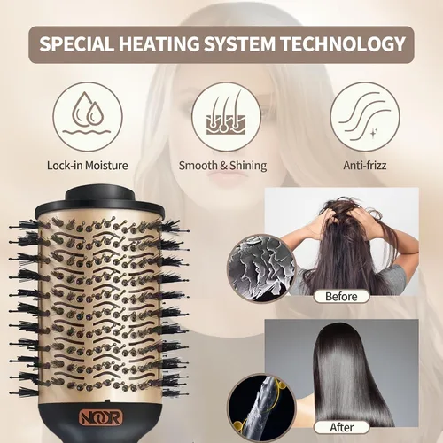 Miniatura 2 de NOOR Cepillo secador de pelo caliente 4 en 1, control de encrespamiento, cepillo secador de pelo, cepillo secador de pelo, cepillo para secar