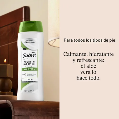 Miniatura 3 de Suave Loción calmante de hidratación para manos y cuerpo con aloe vera que refresca la piel seca, de absorción rápida, crema hidratante intensiva