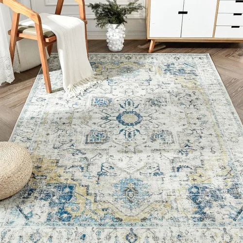 Miniatura 33 de jinchan Alfombra de Área 2x3 pies Alfombra Vintage de Entrada Lavable Bohemia Tapete Interior para Puerta Medallón Floral Tapete Pequeño para Puerta