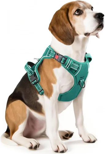 Miniatura 15 de Timos Arnés para perro de tamaño pequeño, arnés sin tirones para mascotas con cuello a presión bloqueable, chaleco reflectante para perro, sin