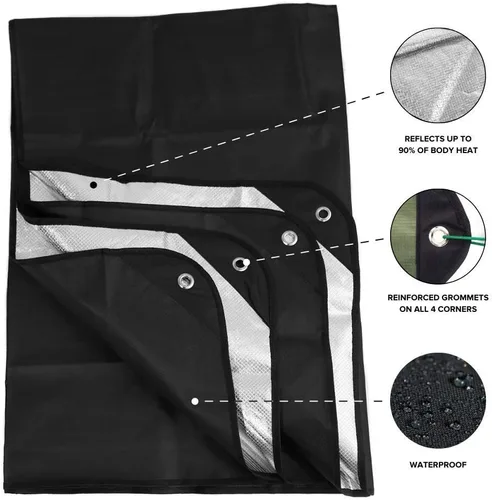 Miniatura 2 de Arcturus Lona aislada, manta de supervivencia térmica reutilizable y resistente, 60 x 82 pulgadas, refleja el 90% del calor corporal, impermeable