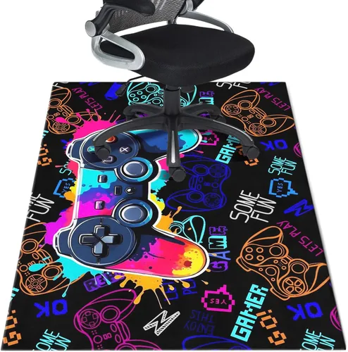 Tapete para silla de juegos para suelo de madera dura, 36 x 48 pulgadas, resistente para sillas rodantes debajo del juego, decoración de Multi color