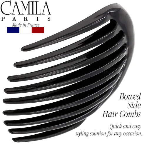 Miniatura 2 de Camila Paris CP2873 Peine lateral francés pequeño redondeado, negro, peines de pelo con giro francés, pinzas de pelo de sujeción fuerte para mujer