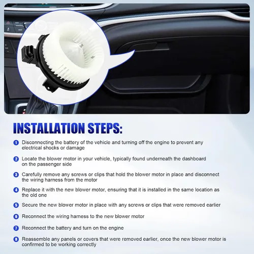 Miniatura 7 de Motor de ventilador delantero con ventilador para Honda Civic Jeep Wrangler JK 2006 2007 2008 2009 2010 2011 HVAC ventilador motor ventilador 700194