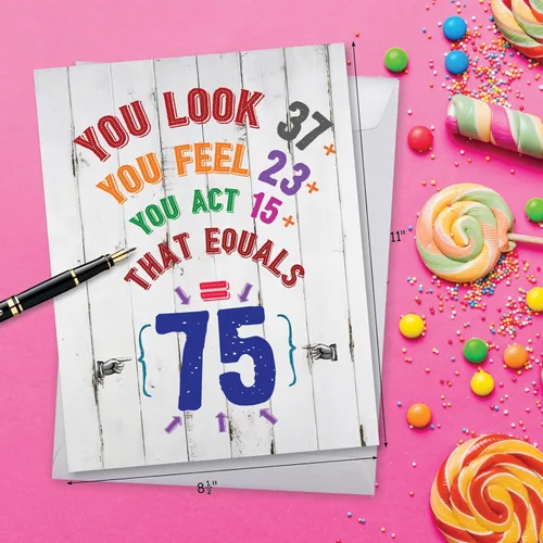 Miniatura 3 de NobleWorks - Tarjeta de felicitación de cumpleaños número 75 Jumbo (8.5 x 11 pulgadas) - Hito de 75 años, tarjeta divertida para cumpleaños de todos