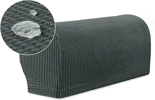Miniatura 9 de 1 par de fundas elásticas para reposabrazos de sofá, fundas lavables para sillón, extraíbles a prueba de polvo, protector de sofá para brazos, Negro