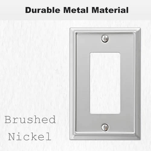 Miniatura 3 de OKAWYC Aria - Placa de pared metálica para interruptor de luz de decoración individual, paquete de 4 unidades, níquel cepillado de 1 banda