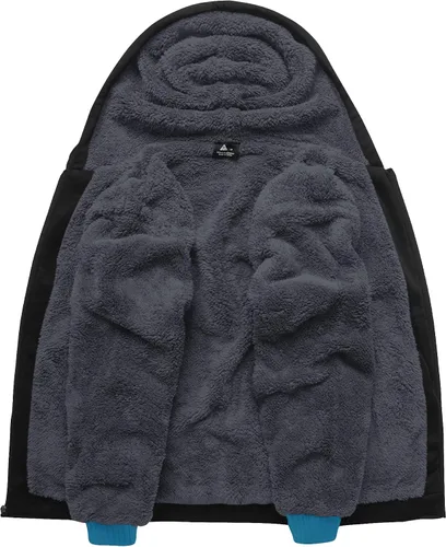 Miniatura 24 de SCODI Sudaderas con capucha para hombre, forro polar pesado, cremallera completa, forro de sherpa grueso, chaqueta con capucha
