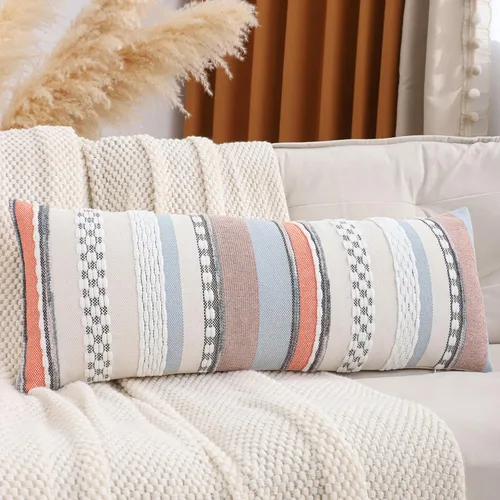 Miniatura 30 de Juego de 2 fundas de almohada bohemias de 18 x 18 pulgadas, fundas de almohada decorativas de felpilla con patrón de granja para decoración del hogar