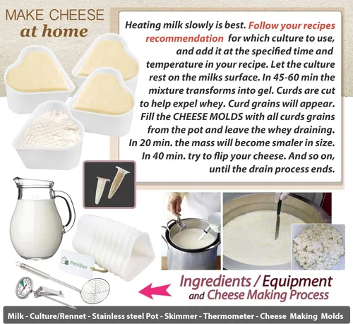 Miniatura 3 de PetriStor Molde de queso suave para queso de 8 piezas, 1/3 cuartos de galón, molde de queso suave para hacer queso, suministros caseros para hacer