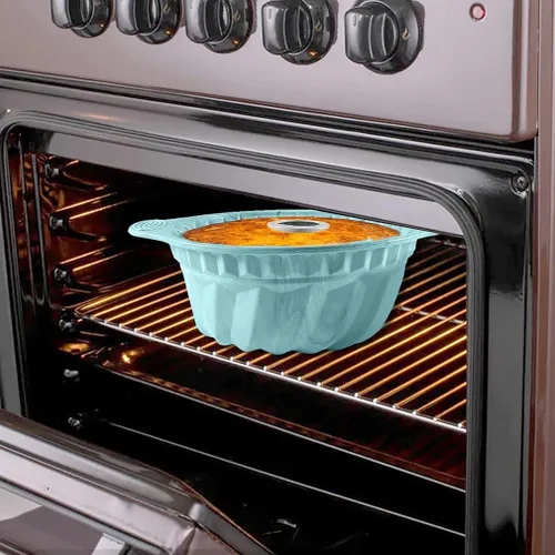 Miniatura 7 de Kenond 2 piezas de moldes de silicona para pastel de 9.5 pulgadas, moldes para hornear pasteles con mango resistente, moldes antiadherentes para Azul