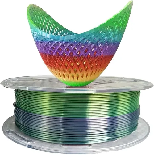 Miniatura 9 de Filamento de impresora PLA 3D de seda 1.75 mm. / 0.06 pulgadas 1 Kg. / 2.2 libras, brillante y sedoso brillo púrpura negro rojo cobre