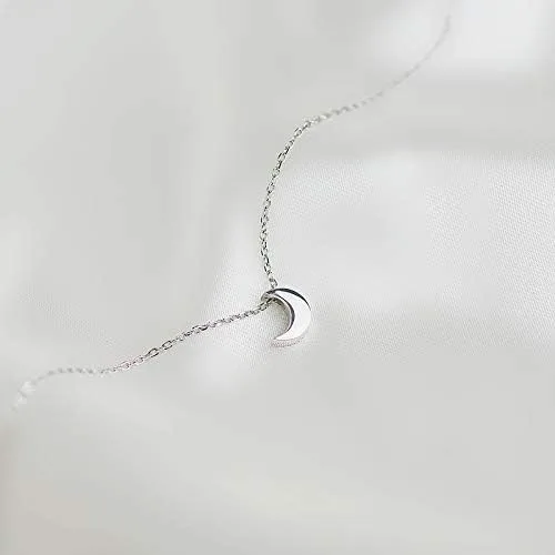 Miniatura 4 de CISHOP Collar de luna creciente, collar con colgante de plata de ley pulida, collar con colgante para mujer, Metal
