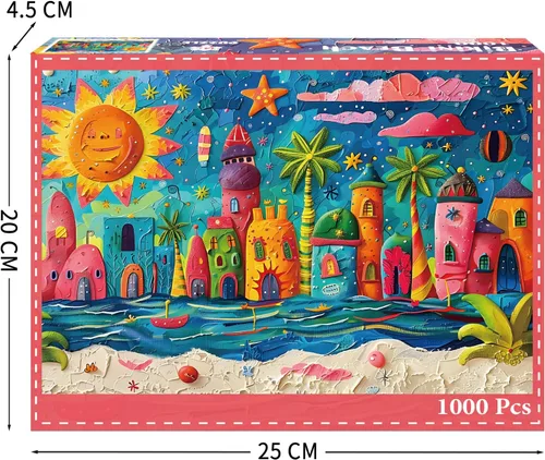 Miniatura 3 de Sunny Beach Puzzles para adultos de 1000 piezas, rompecabezas para adultos, juguetes desafiantes para adultos, rompecabezas imposible, rompecabezas