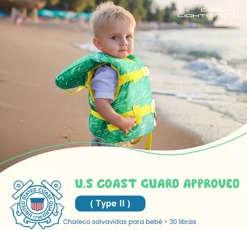 Miniatura 3 de Dark Lightning Chaleco salvavidas para bebés aprobado por USCG de 0 a 30 libras, chaleco de natación para bebé/niños pequeños de 1 a 3 años de edad