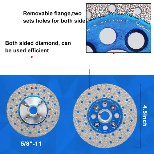 Miniatura 4 de Hoja de pulido de azulejos de 4 "Hoja de corte de granito con corte y molienda de brida extraíble 5/8-11 para baldosas de granito de mármol Pocelain