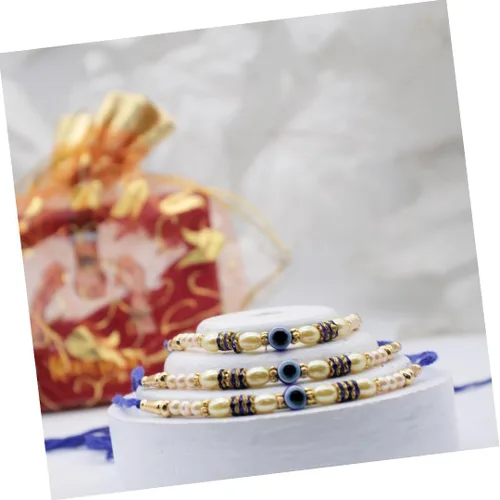 Rakhi casero para hermano Bhaiya Raksha Bandhan Hilos sagrados con tarjeta de felicitación y bolsa de regalo El mal de ojo promueve la positividad