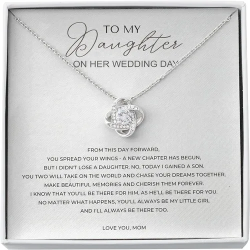 Collar con nudo de amor para mi hija en el día de su boda regalo de novia de mamá regalo de madre de la novia a hija regalo de recuerdo del día de