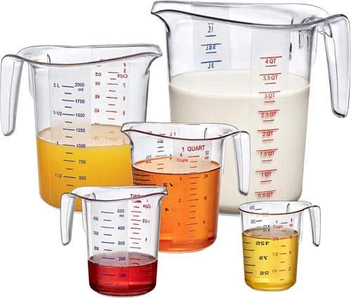 Miniatura 5 de Amazing Abby - Melissa - Vasos medidores de plástico (juego de 4 piezas), jarras medidoras de grado alimenticio, capacidad de 1/2/4/8 tazas