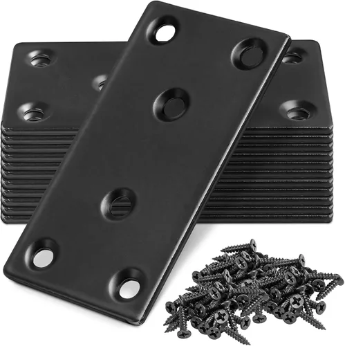 Miniatura 10 de Soporte plano de 1.575 x 0.630 x 0.079 in, soporte recto de acero inoxidable, soporte recto de metal, soporte recto negro, placa de unión