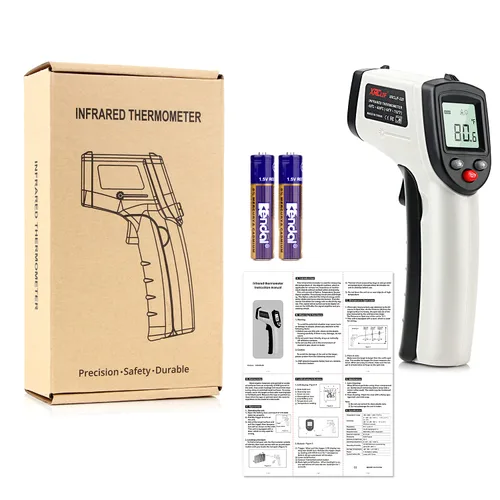 Miniatura 6 de Termómetro infrarrojo láser digital sin contacto, -58℉~ 752℉ (-58.0 °F ~ 752.0 °F) Pistola de temperatura IR de mano con emisividad ajustable