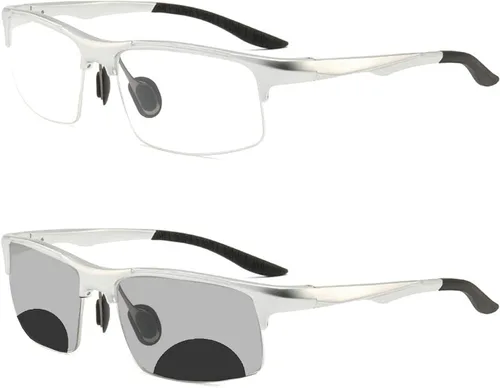 Miniatura 10 de COTIA Gafas de lectura bifocales para hombre, gafas deportivas, lentes fotocrómicas, lentes de transición de medio marco, lentes de presbicia