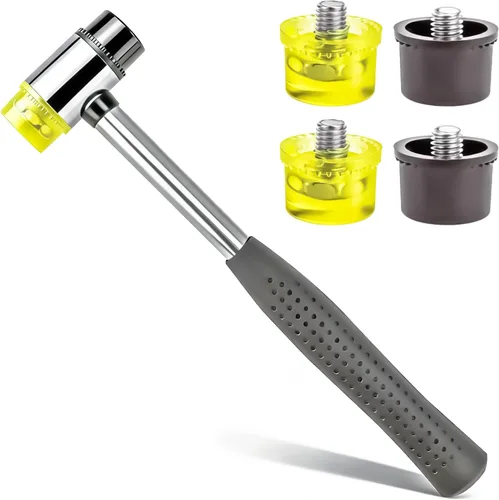 Martillos pequeños de goma de 0.984 in, cabeza de plástico y goma de doble cara, martillo de goma de dos caras pequeño mazo de plástico con 4