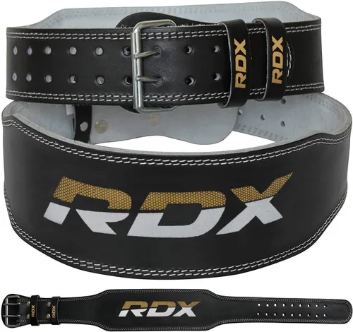 Miniatura 9 de RDX Cinturón de Levantamiento de Pesas para Gimnasio y Fitness, Piel de Vaca, 10 cm 15 cm de Soporte Lumbar Acolchado para la Espalda, 10 Agujeros
