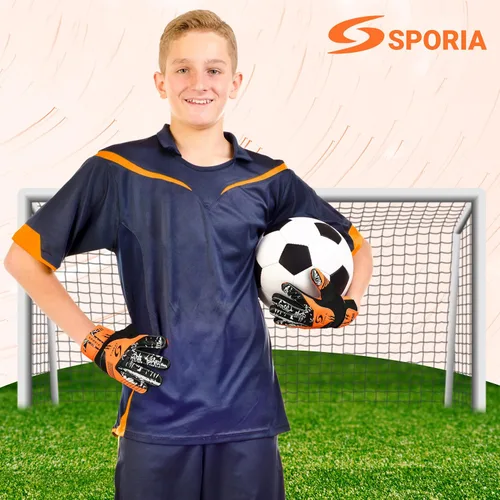Miniatura 7 de SPORIA Guantes de portero para jóvenes con doble protección para la muñeca, guantes de fútbol para niños, material de látex antideslizante, guantes