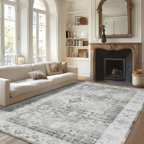 Miniatura 15 de Syalife 6x9 Alfombra Lavable para Área, Ultra Suave Antideslizante, Pila Baja, Alfombra Vintage Resistente a Manchas para Sala de Estar, Alfombra