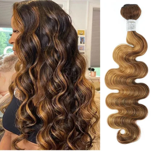 Miniatura 30 de ALHER Long Deep Part 2x6 Closure Body Wave Honey Blonde Highlight, Ombre Brown and Blond 2x6 Kim K Transparent HD Lace Closure Pre Plucked With Baby