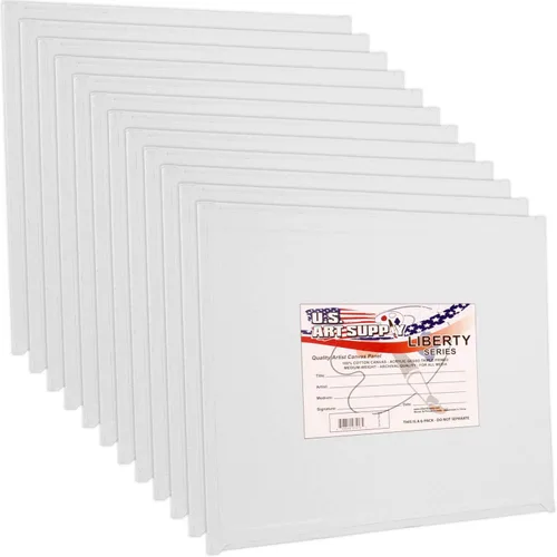 US Art Supply - Tableros de lona de 4.0 x 4.0 pulgadas, libre de ácidos, 12 unidades (1 caja completa de 12 paneles de lona individuales)