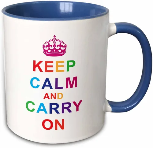 Miniatura 12 de 3dRose (mug_123120_4) Keep calm and continue on. Arcoíris - Taza negra de dos tonos, 11 oz