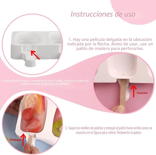 Miniatura 7 de WMKGG Juego de moldes de silicona para paletas, 2 moldes de helado con 50 palos de madera para cake pop, Ice Pop, Cakesicles