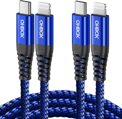 Miniatura 9 de ohbox Paquete de 2 cables USB-C a Lightning de 1 pie, cable de carga para iPhone tipo C con certificación MFi, carga rápida, compatible con iPhone