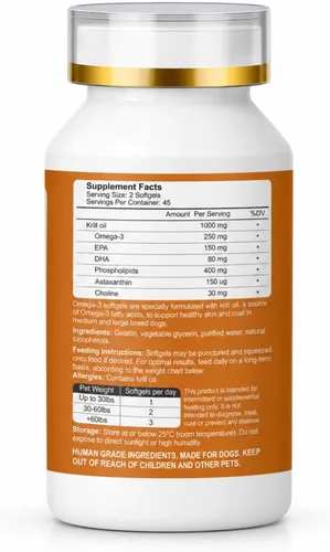 Miniatura 10 de Aceite de krill Omega 3 para perros, alivio de alergias, salud de las articulaciones, alivio de picazón, desprendimiento, suplemento para la piel
