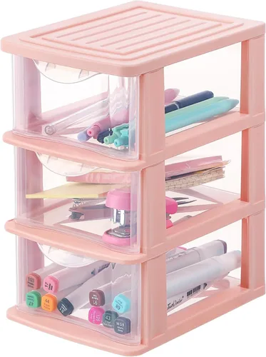 Ipetboom Caja de almacenamiento transparente de escritorio, organizador de cajones de plástico, estuche de almacenamiento de cosméticos de 9.05 x