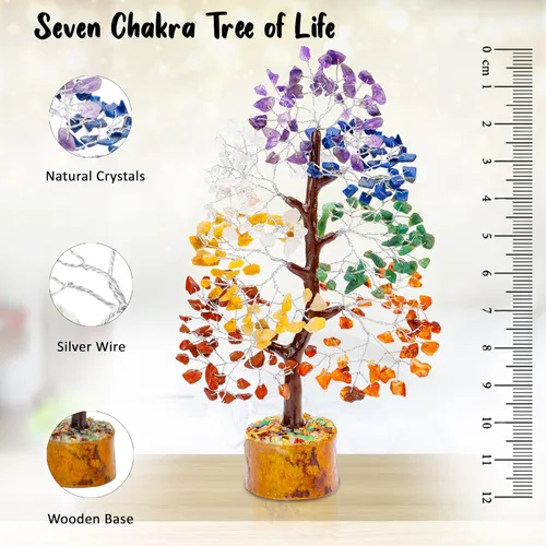 Miniatura 5 de Árbol de la vida de 7 chakras, árbol de la vida de cristal, árbol de piedras preciosas hecho a mano, árbol de Feng Shui, decoración de cristal