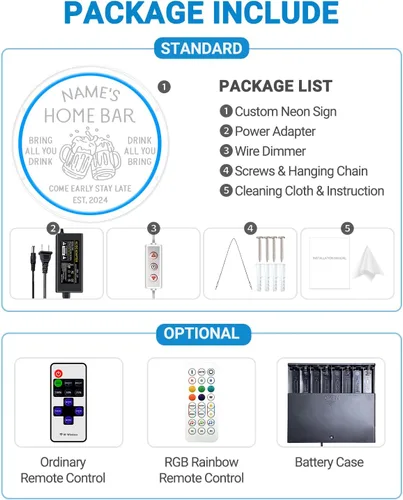 Miniatura 9 de Letrero de neón LED personalizado para bar en casa, letrero de neón para bar personalizado con control remoto de temporización para decoración