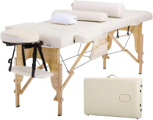 Miniatura 9 de BestMassage Cama de masaje portátil de 24 pulgadas de ancho, cama de pestañas de altura ajustable, 2 mesas de spa plegables con colgador de toallas