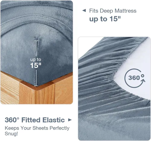 Miniatura 3 de Softan Sábanas de Vellón Tamaño Full, Suaves Como Franela, Sábanas de Felpa Cálidas y Esponjosas, Ropa de Cama de Microvellón Polar de Terciopelo