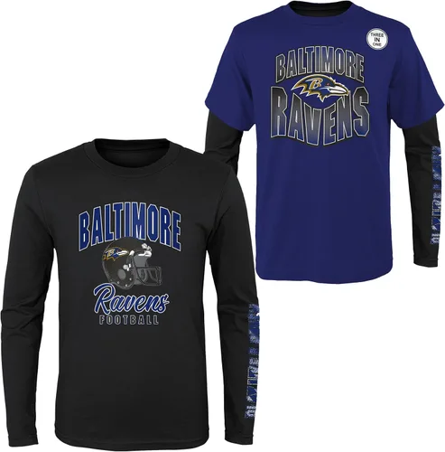Miniatura 18 de NFL Conjunto de 3 Camisetas y Camisas de Manga Larga para Niños y Jóvenes 8-20, Colores del Equipo del Día del Juego