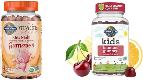 Garden of Life Organics Kids Gummy Vitaminas – Fruta – Gomitas de apoyo inmunológico para niños con vitamina C, D como D3 y zinc