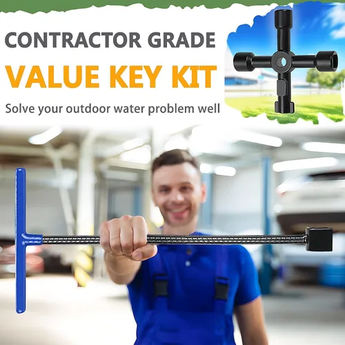 Miniatura 6 de Winisok - Llave de medidor de agua de 17 pulgadas con llave de utilidades multifuncional de 4 vías, herramienta de apagado de agua con varilla