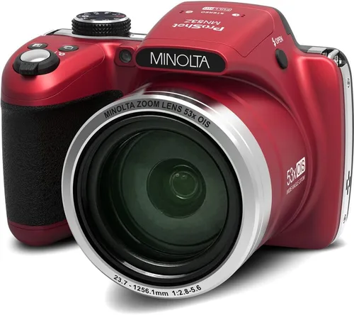 Miniatura 2 de MINOLTA MN53Z 16 MP / 1080P FHD Bridge Cámara digital con zoom óptico de 53x (Rojo) Paquete con tarjeta de memoria de 32GB + Bolsa para cámara + Kit