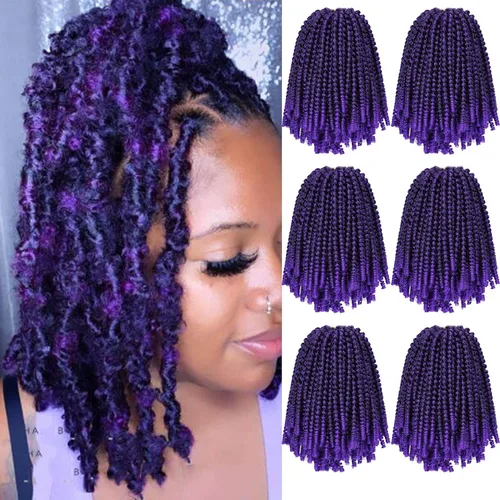 Miniatura 15 de Paquete de 2 cabello para trenzas en espiral de 8 pulgadas, cabello Spring Twist para rastas falsas, rastas de mariposa, cabello para trenzas, fibra
