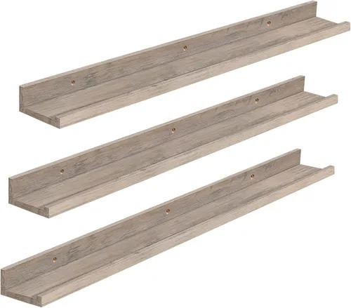 Miniatura 12 de HOOBRO - Estantes flotantes, juego de 3, estante colgante de 35.4 pulgadas con borde elevado y soportes invisibles, para baño, dormitorio, cocina